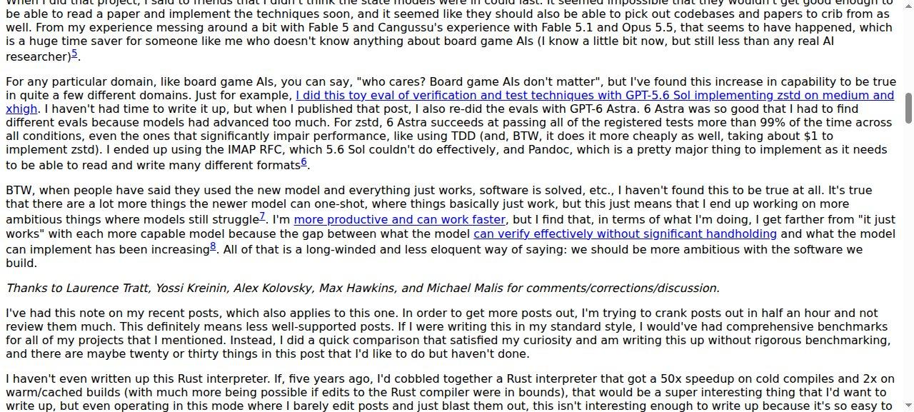 Dan Luu's essay with the phrase about people carrying around a pre-agentic cost model highlighted